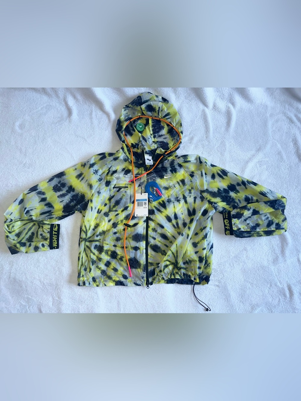 Nike x Off-White Tie Dye Jacket CK4805-702 Medium M White Yellow Fluorescent NWT